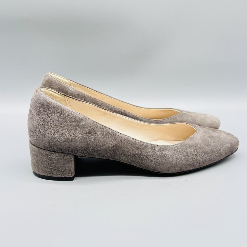 Cole Haan Shoes Womens 8 Gray Suede Pumps Grand OS Block Heel Almond Toe Slip On